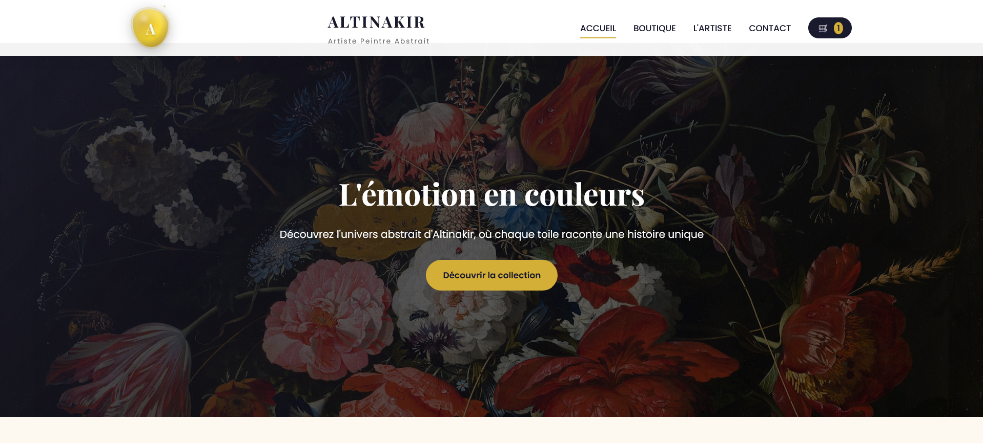Site artiste avec boutique Shopify