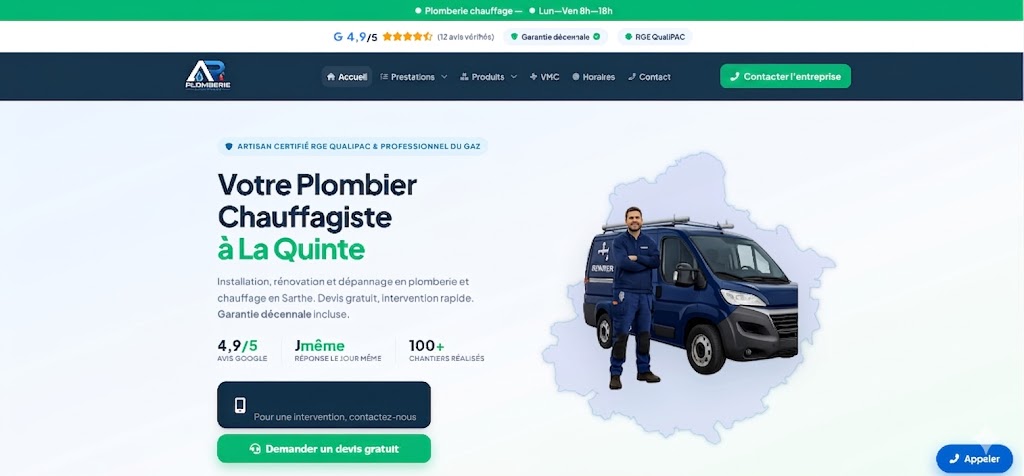 Site vitrine pour artisan plombier